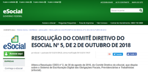 Site oficial do eSocial com a integra da midificação